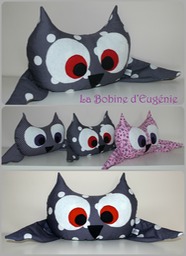 Hibou, gris/pois blancs