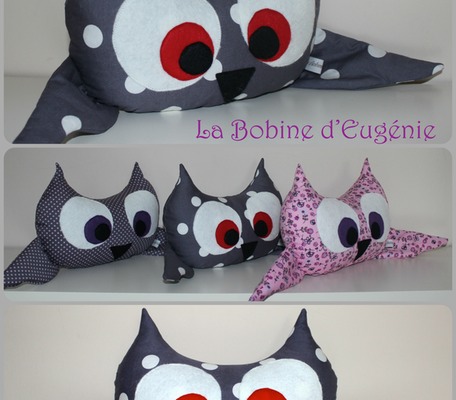 Hibou, gris/pois blancs
