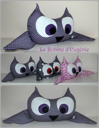 Hibou, gris/pois roses