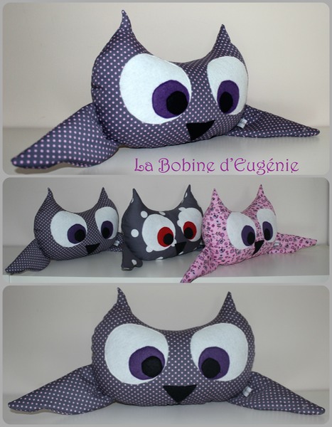 Hibou, gris/pois roses