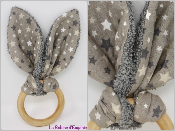 Hochet de dentition, oreilles de lapin