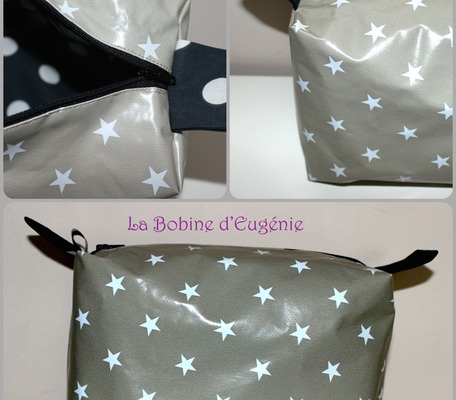 Trousse brique L, beige/étoiles blanches, 22x14x12