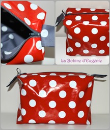 Trousse brique L, rouge/pois blancs, 22x14x12