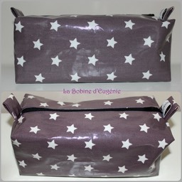 Trousse brique prune/étoiles blanches 22x8x10